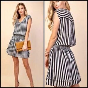 NWOT KORI Black & White Stripe Mini Dress Small